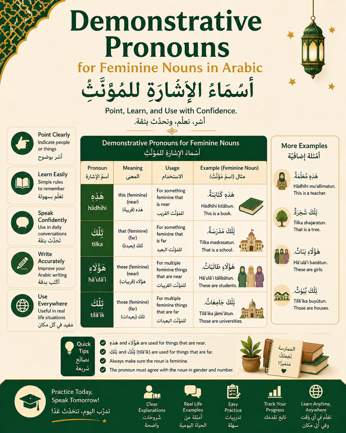 Demonstrative Pronouns for Feminine Nouns in Arabic / اسم الإشارة للمؤنث في العربية